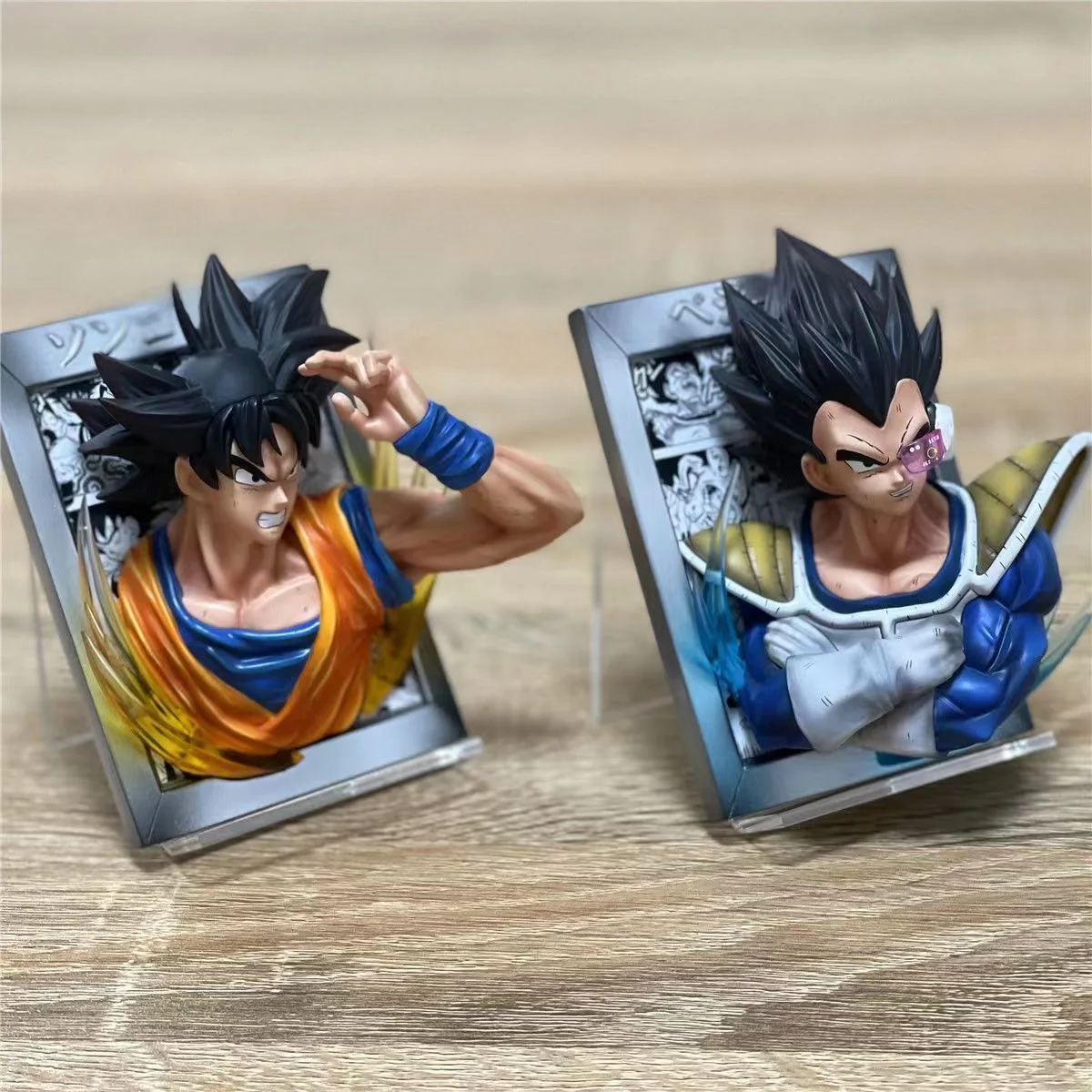 Dragon Ball Anime Action Figure, Son Goku, 3D Photo Frame Estátua, Vegeta IV Modelo, Ornamentos de Mesa, Presentes de Brinquedo Infantil, 10cm