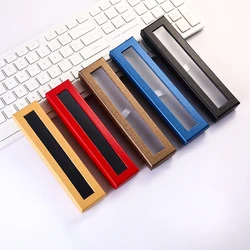 Caja de regalo de bolígrafo vacía, caja de cartón negra con ventana transparente para joyería, lápiz, bolígrafo, exhibición de pluma estilográfica, 45 Uds.