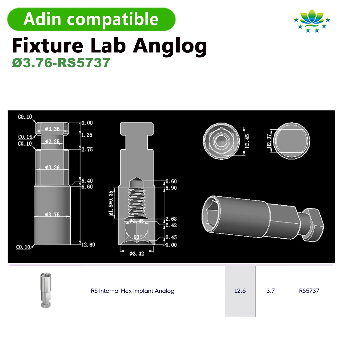 Adin Lab Analog Compatible Precision Metal Casting Resin Plaster Model Prosthesis Crown Restoration Prosthetic Parts OEM Factory