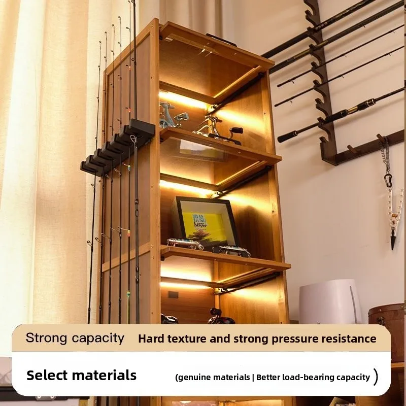 釣り竿収納ラック、ディスプレイラック収納キャビネット、餌箱収納釣り道具キャビネット