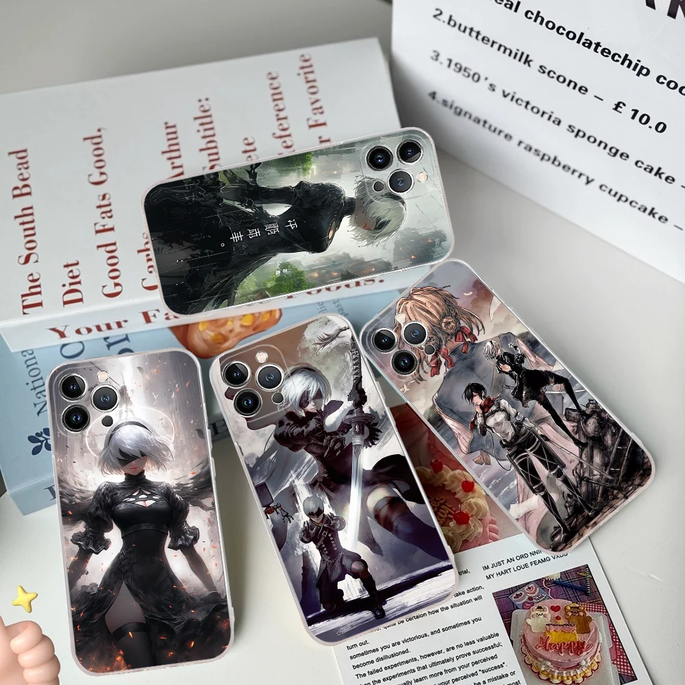 N-NieR A-Automata 2B Phone Case For IPhone 16 15 8 7 6 6S Plus X SE XR XS 14 11 12 13 Mini Pro Max Mobile Case