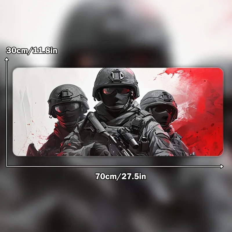 Mouse Pad Battlefield Soldier Design Full Coverage 50x100 Keyboard Mousepad with Seamed Edge Office Gaming Anti-Slip Rubber Base