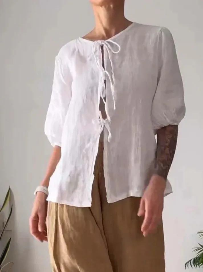 2025 ربيع المرأة مجموعة س الرقبة قصيرة الأكمام الدانتيل أعلى واسعة الساقين السراويل فضفاضة مجموعة المرأة أنيقة موضة ملابس نسائية غير رسمية