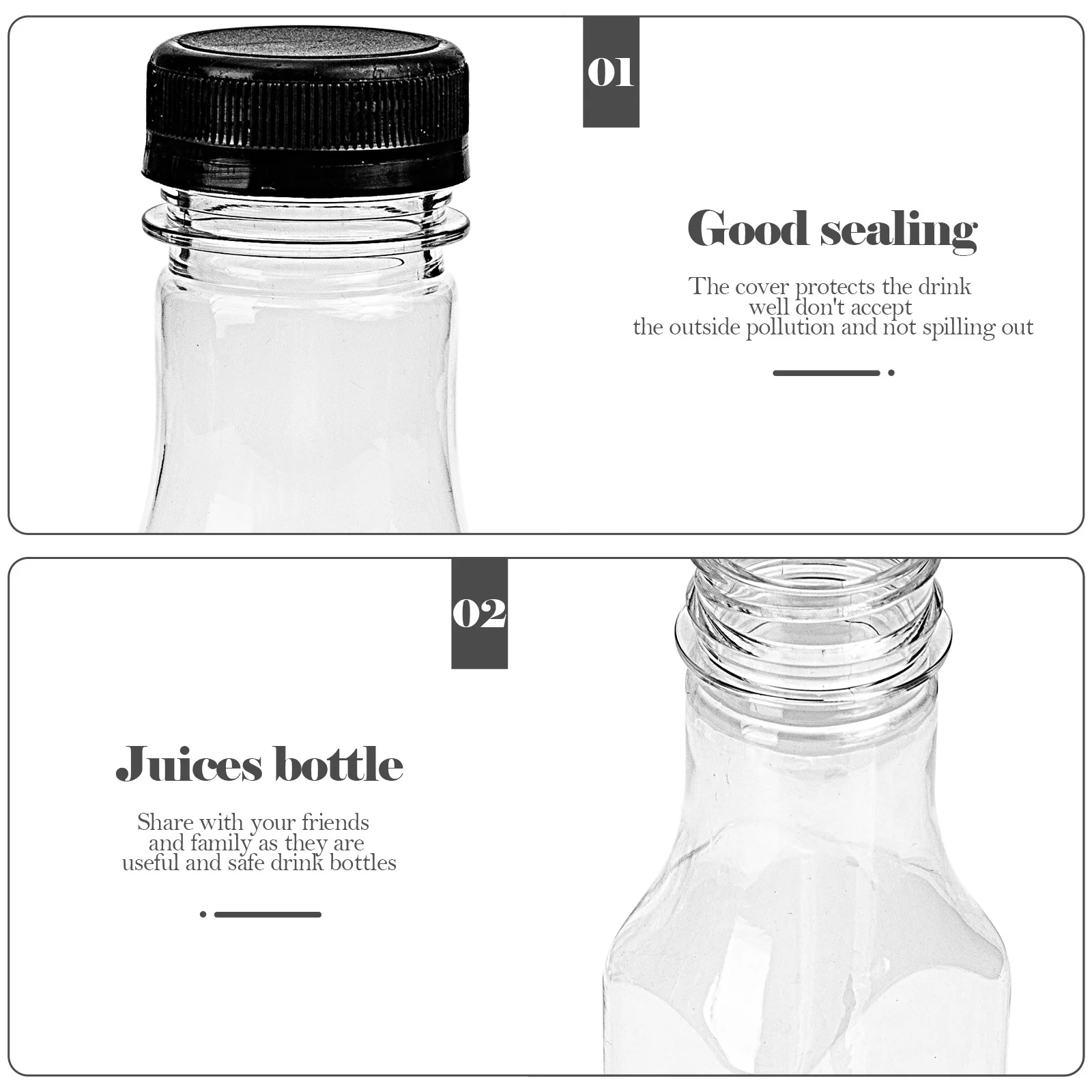 

6 Pcs Milk Container Transparent Juice Bottles Containers Plastic Mini Sealing Beverage with Caps Drinks Beverages
