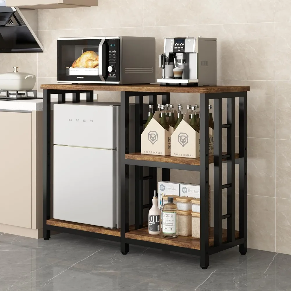

4-Tier Kitchen Baker's Rack, Mini Fridge & Microwave Oven Stand Table, 5 Tiers Coffee Bar Table, 20-29-37 Gallon Fish Tank Stand