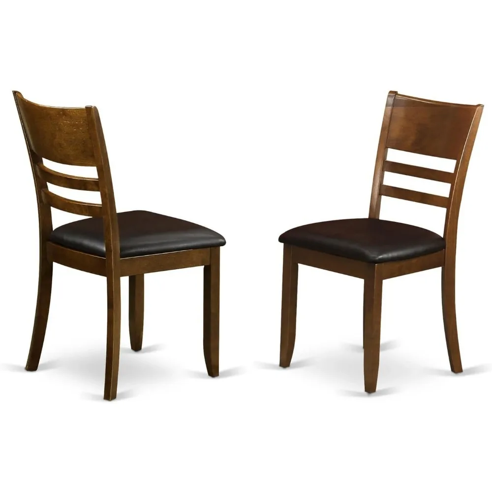

LYC-ESP-LC Lynfield Dining Chairs - Faux Leather Upholstered Wooden Chairs, Set of 2, Espresso