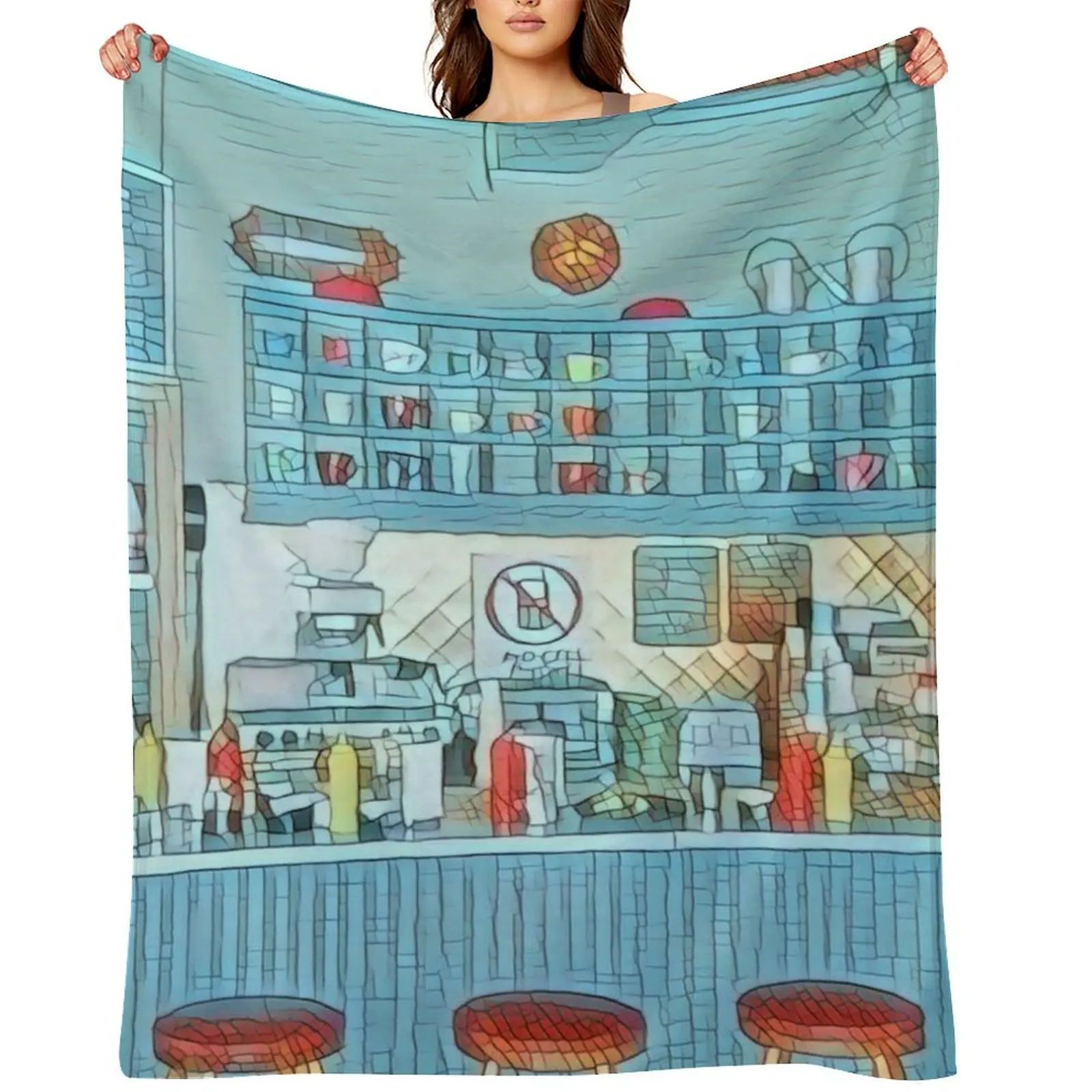 

The Diner III Throw Blanket Bed Quilt Shaggy valentine gift ideas Blankets