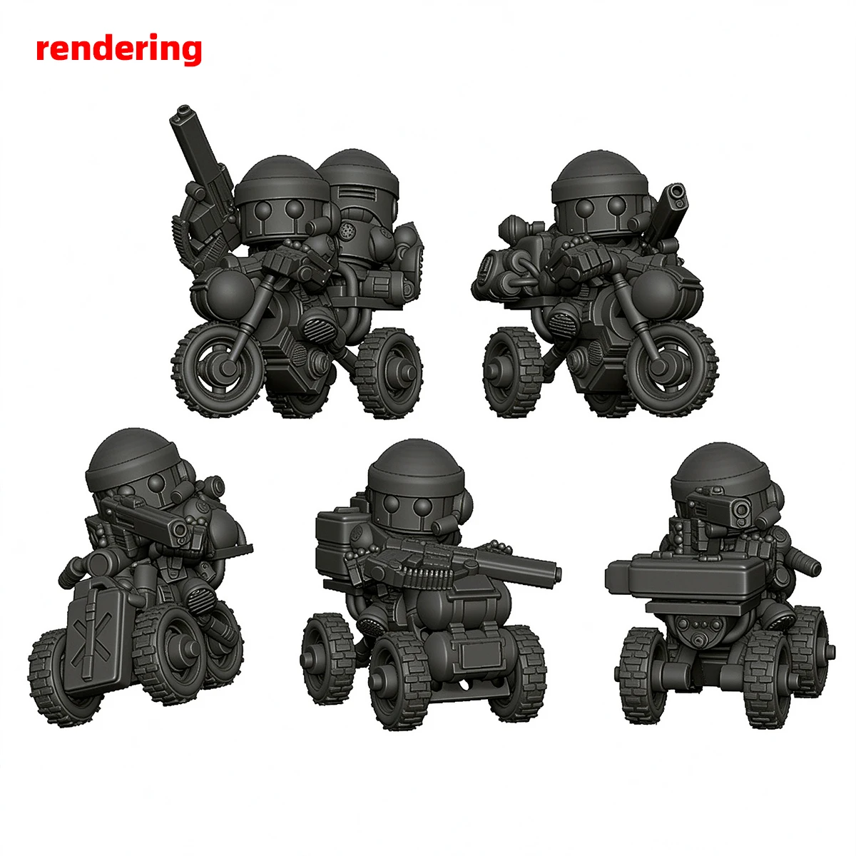Q-Version Maßstabsmodell-Set 3D-Harz Miniatur-Soldatenfiguren Diorama Unbemalte Sci-Fi-Cartoon-Mobile Infanterie DIY – Detail 9