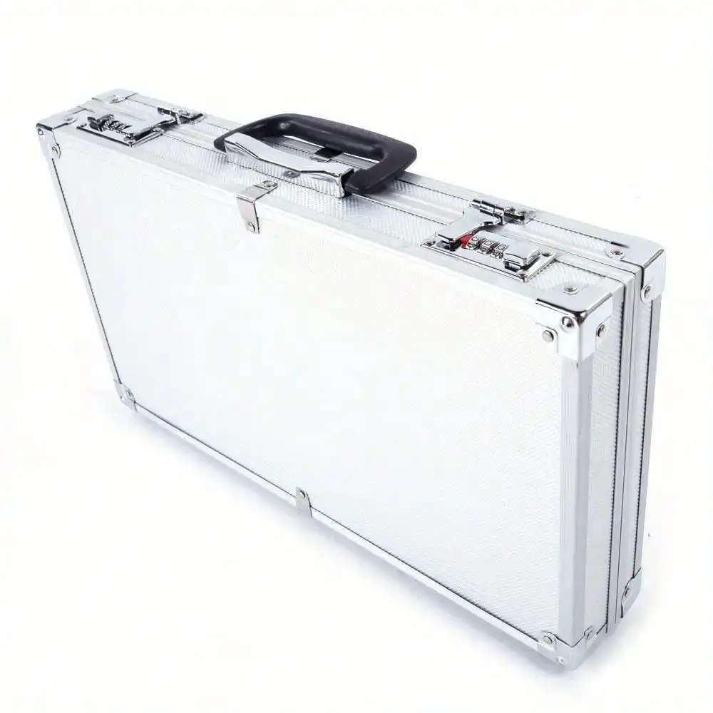 Silver Aluminum Code Lock Pistol Case Hard Storage Carry Case Handheld, Easy to Lock