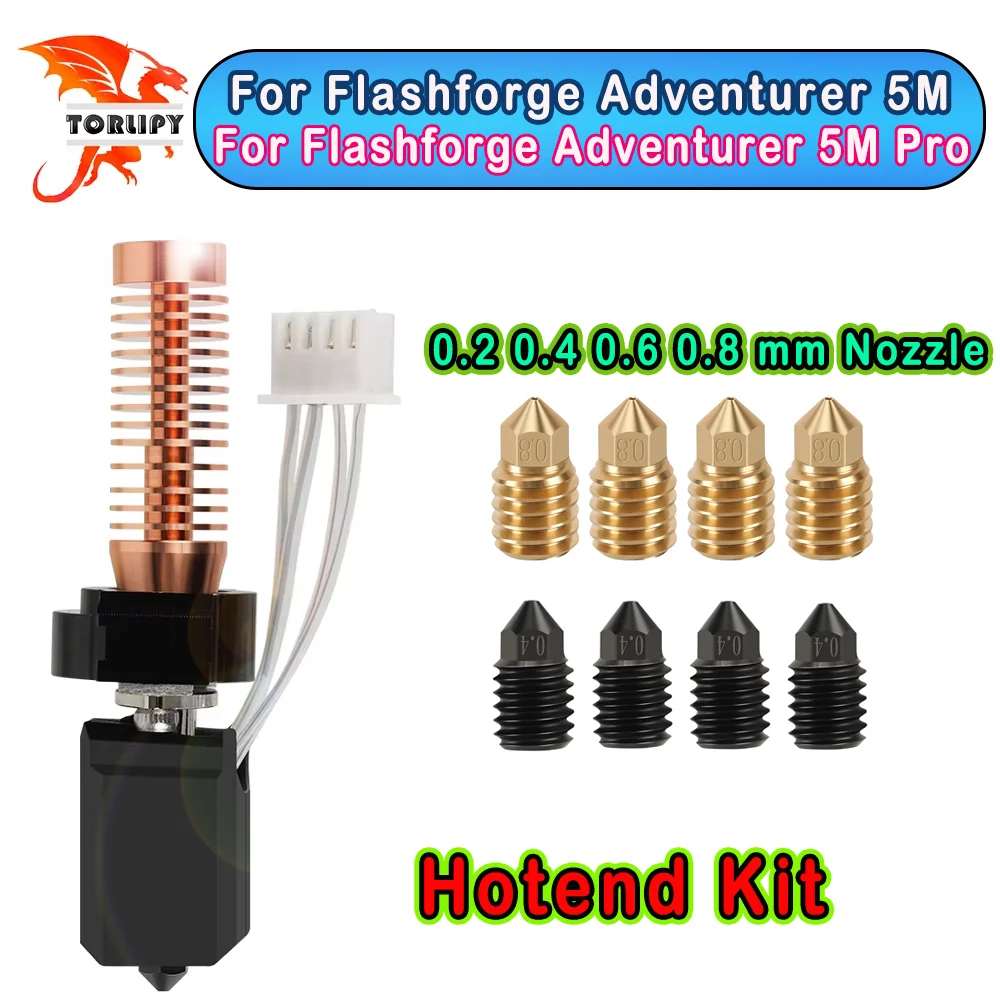 Upgrade Hotend For Flashforge Adventurer 5M / 5M Pro Hotend Nozzle Replacable Caremic Hotend Faster Heating AD5M Pro Nozzle 280℃