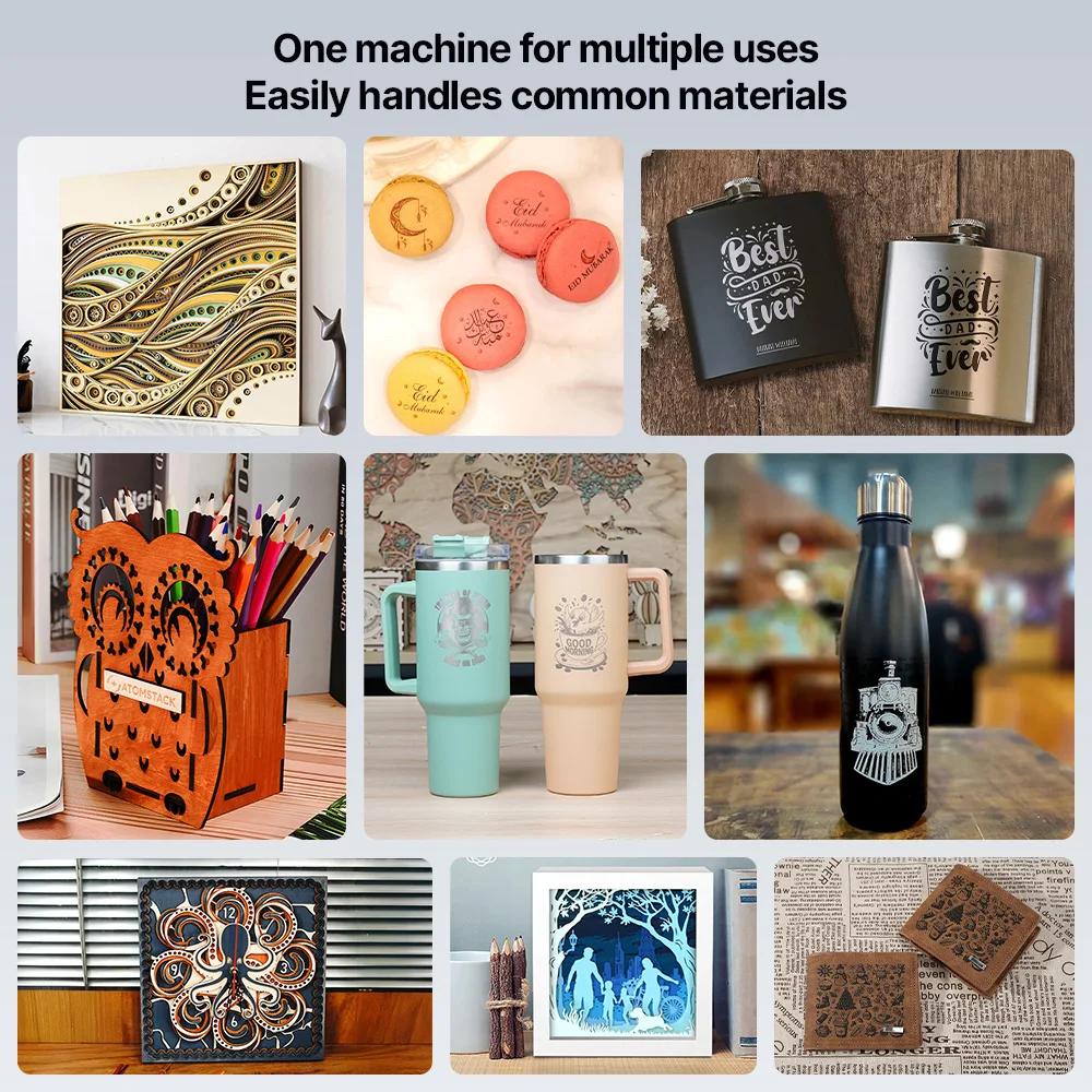 Grabador Láser AtomStack Swift de 7W, Cortador Láser de Escritorio para Madera y Metal, Máquina CNC Portátil para Bricolaje con AI y LightBurn, WiFi/USB para Aficionados y Pequeñas Empresas