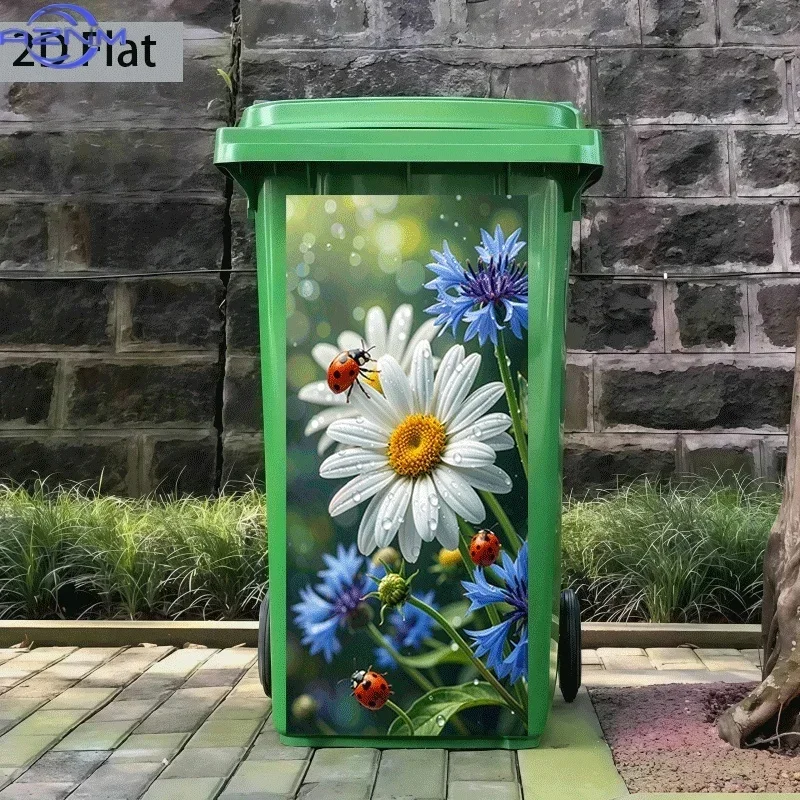 2D Print Waste Bin Ornament Art Sticker Trash Can Decal