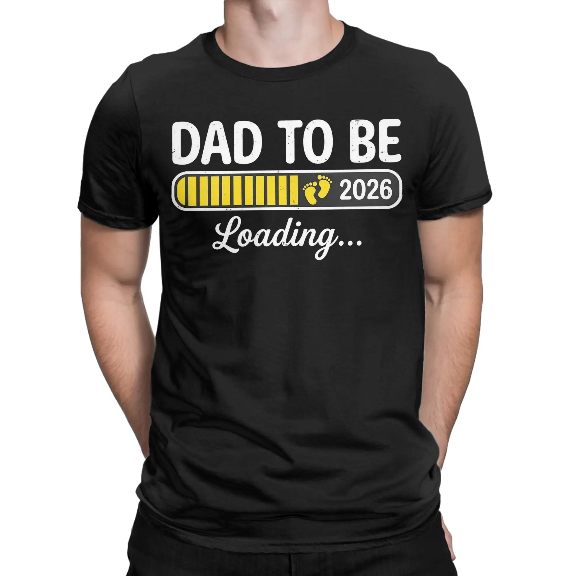 Men T-Shirts New Dad Est 2026 First Time Dad to Be Loading Cotton Tees Short Sleeve Father's Day T Shirts Crewneck Clothes
