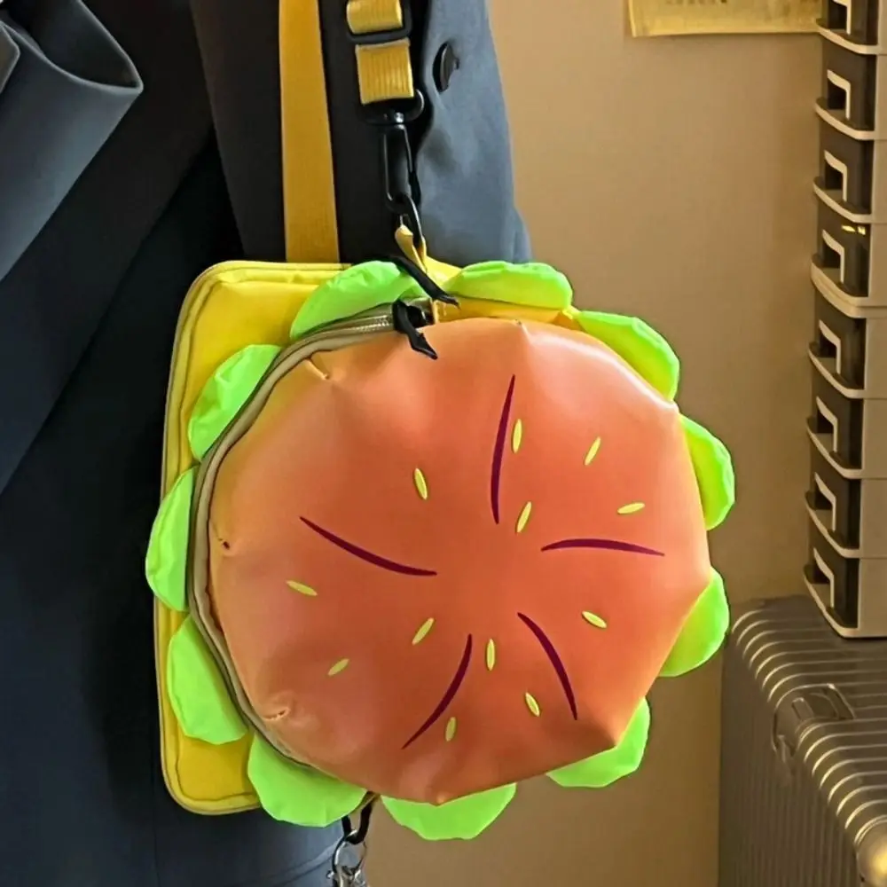 Mochila de PU de hamburguesa de gran capacidad, bolso cruzado de dibujos animados de estilo coreano, bolso escolar, bolso de hombro divertido para estudiantes