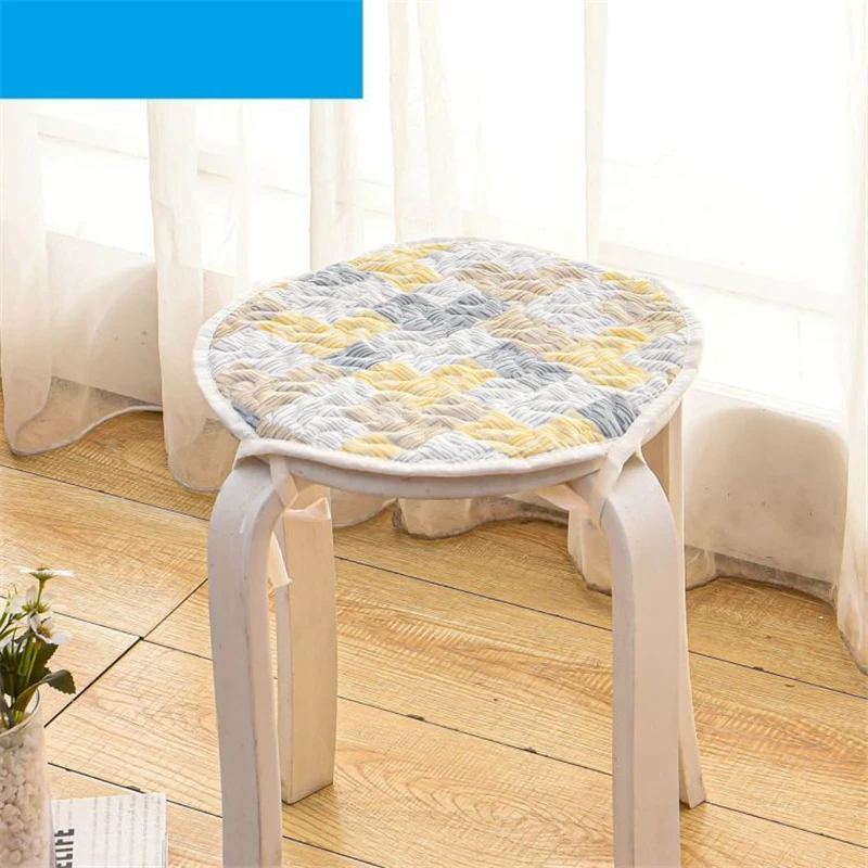 Four Season Universal Fabric Round Stool Cushion Restaurant Anti-slip Small Stool Mat Simple Style Home Decoration Chair Cushion