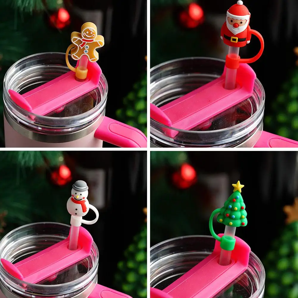 10mm Christmas Straw Cover Cap Dust-proof Reusable Straw Tips Lids For Cup Straw Topper Compatible With 30&40 Oz Tu G0j6