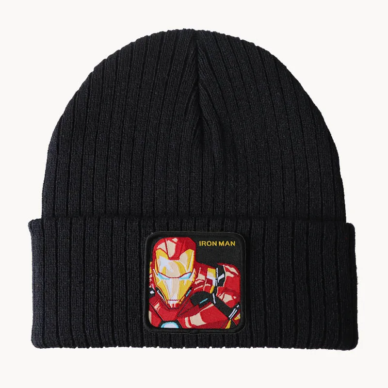 Topi Marvel Venom Anime Spiderman topi rajutan bordir kartun topi wol musim gugur musim dingin topi hadiah Natal Anak laki-laki