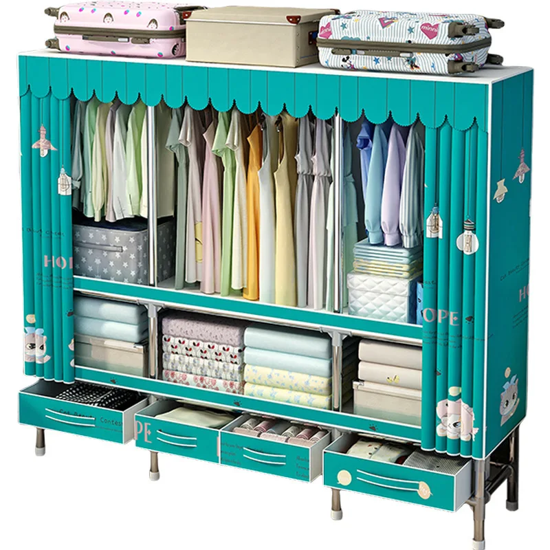 

Wardrobe with drawers Household bedroom Strong and durable cloth Thick and thickened Full steel frame assembly Height solid