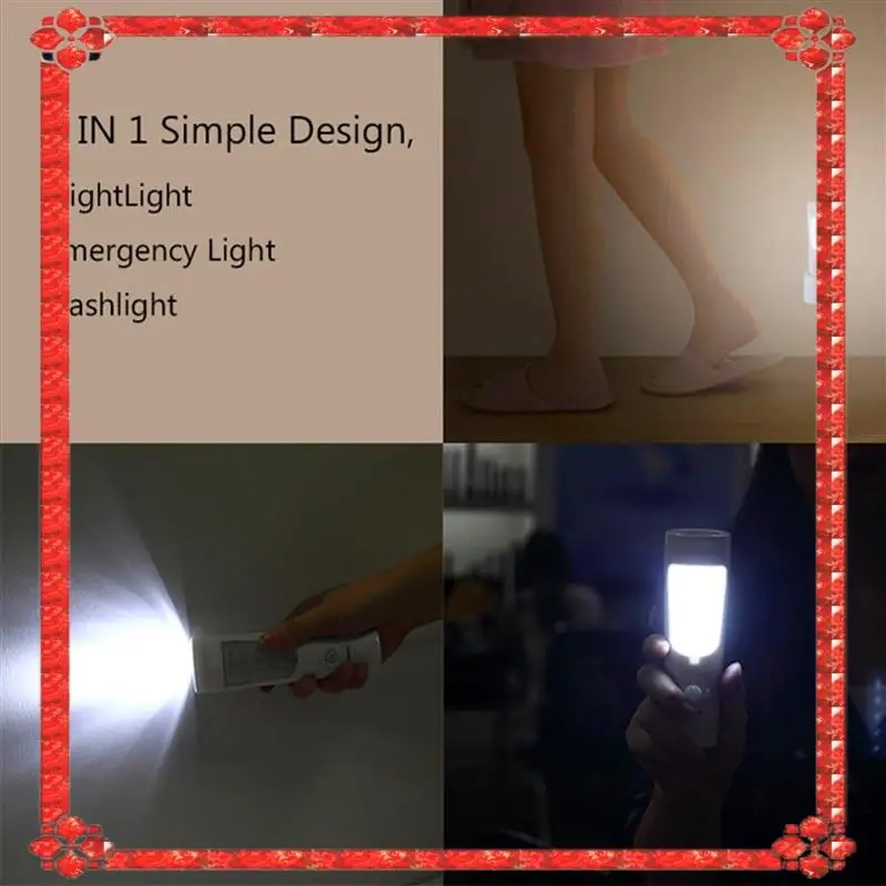 Consegna in 24 ore Lampada da parete con sensore di movimento 4X 4 in 1, torcia notturna a LED con spegnimento, torcia di emergenza ricaricabile EU