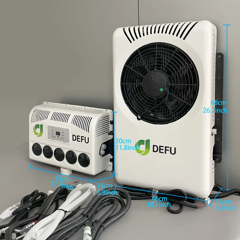 سبليت شاحنة التيار المتناوب وحدة تكييف الهواء عدة الملحقات Rv 12v مكيف الهواء لشاحنة سيارة تخييم