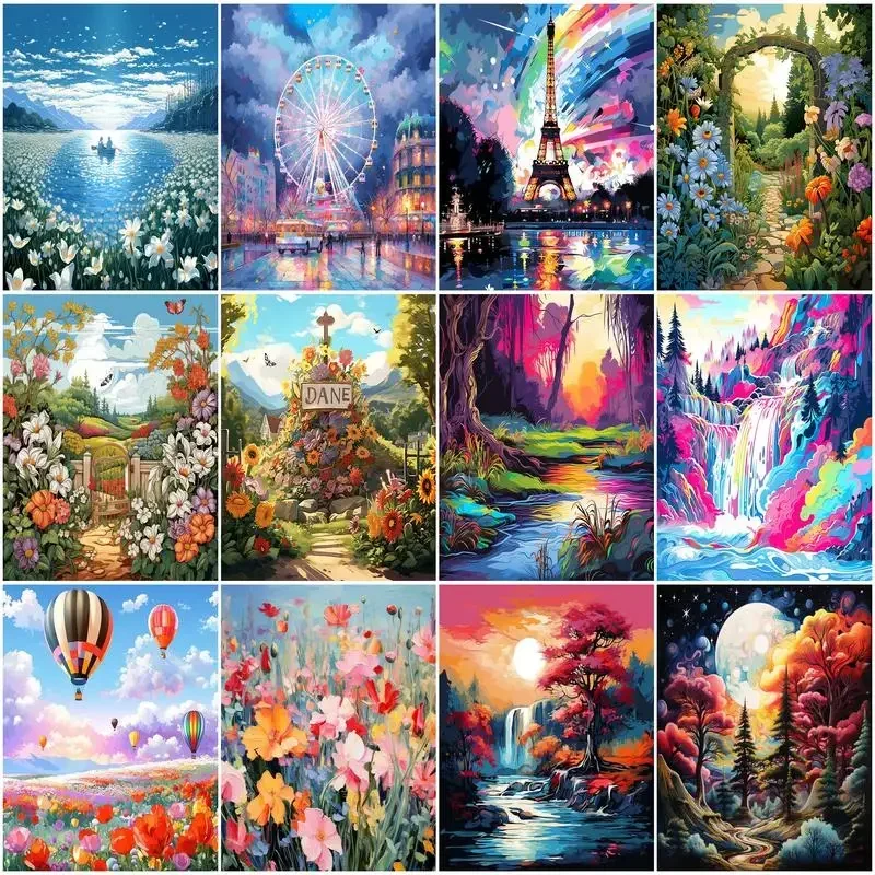 

606967 Diy Oil Painting By Numbers For Handiwork Landscape Picture Wall Hand Painting Framed Wall Art Modern Home Decor