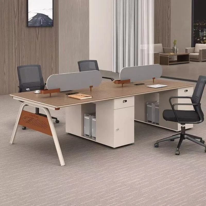 Office Computer Desk with Minimalist Modern Partition Screen for 2-6 People Workstation
