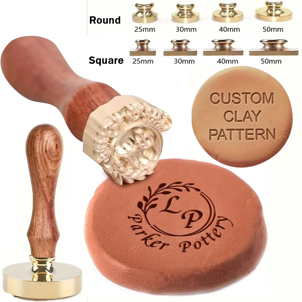 Personalized Ceramic Clay Stamps, Custom Brass Put Your Letters 25/30/40/50mm Head Stamp for Ceramics Soap Logo Design Seal Gift