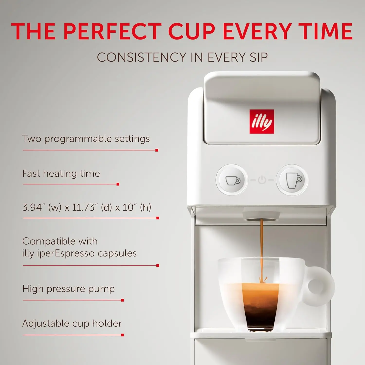 illy Y3.3 Espresso Machine, Single Serve Coffee Machine for IperEspresso Capsules, Single Cup Espresso Maker (White)