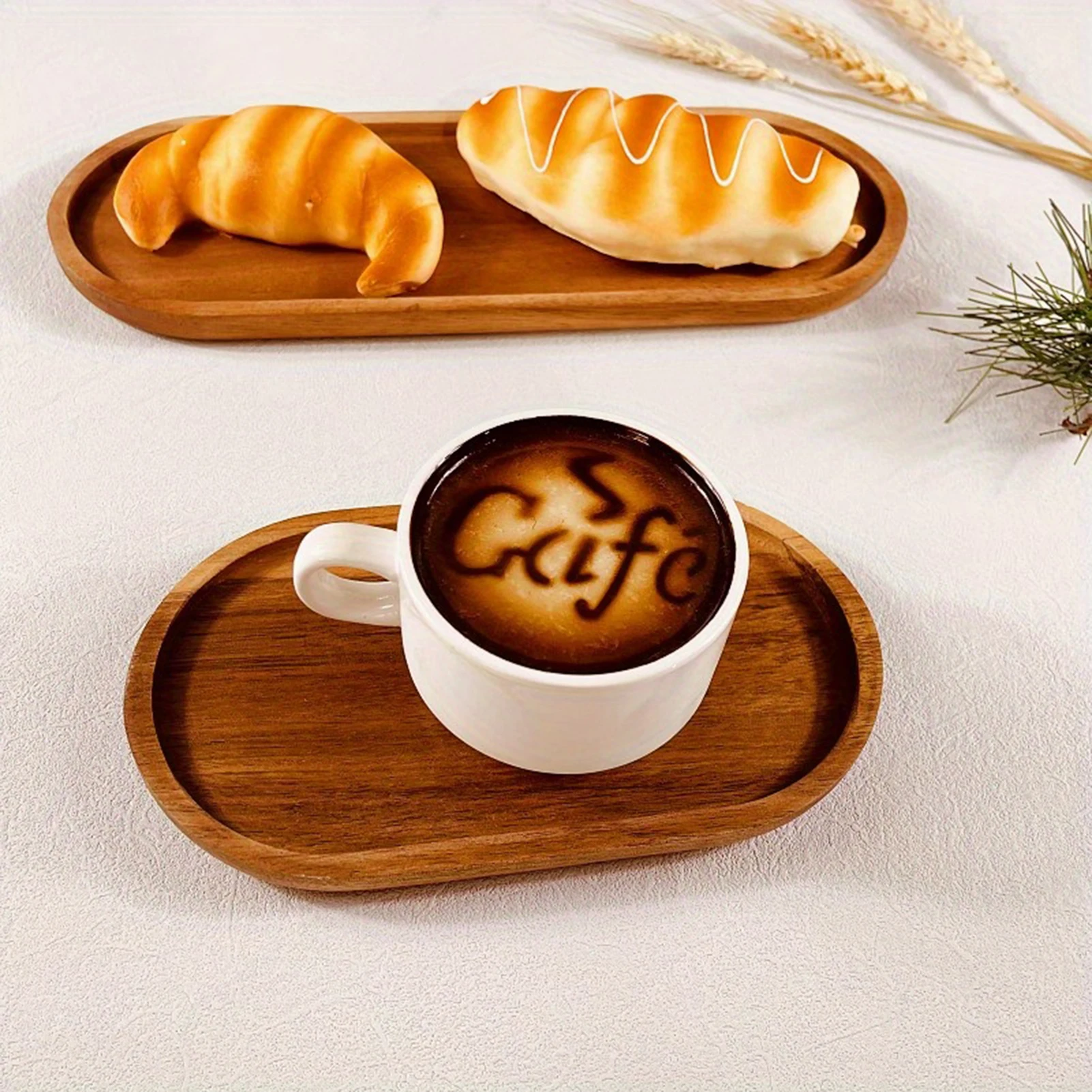 

Wooden Food Plate Simple Acacia Wooden Tray For Snack Bread Coffee Dessert 2025 Christmas Dining Table Decoration Tablewares