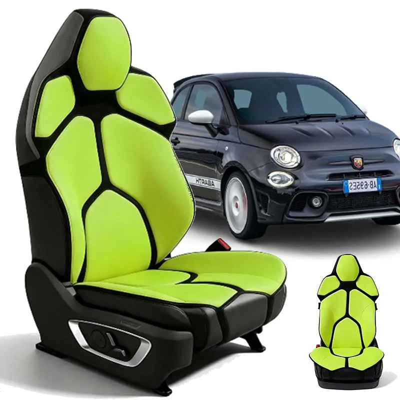 フィアット500、500c、500e（2007-2023年モデル）用人間工学に基づいたメッシュランバーサポートクッション、マッサージバックパッド、通気性のある車内およびオフィス兼用。