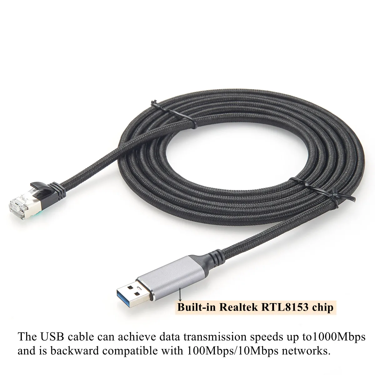 CAT6 Ethernet Cable USB 3.0 to RJ45 Cable USB Type A to Ethernet Adapter Cable 1000Mbps Gigabit LAN Network Cable for PC Switch