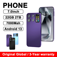 2025 Brand New smartphone 7.0inch Screen 22GB 2TB 7000Mah Android13 cellulare Dual Sim Face Unlocked CellPhone 5G Mobile Phone