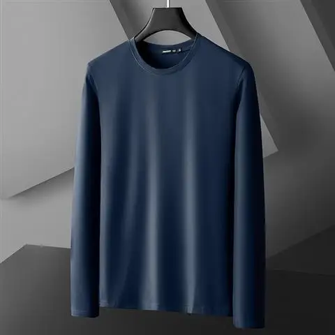 موضة تنفس الرجال مشروط كم طويل تي شيرت بلايز عادية تي شيرت أبيض ربيع الخريف 2025 جديد المتضخم تي شيرت الرجال الملابس