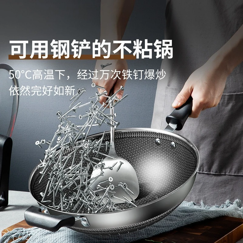 

Сковорода для перемешивания из нержавеющей стали 316, сковорода с антипригарным покрытием в форме сот, бытовая сковорода для здоровой перемешивания