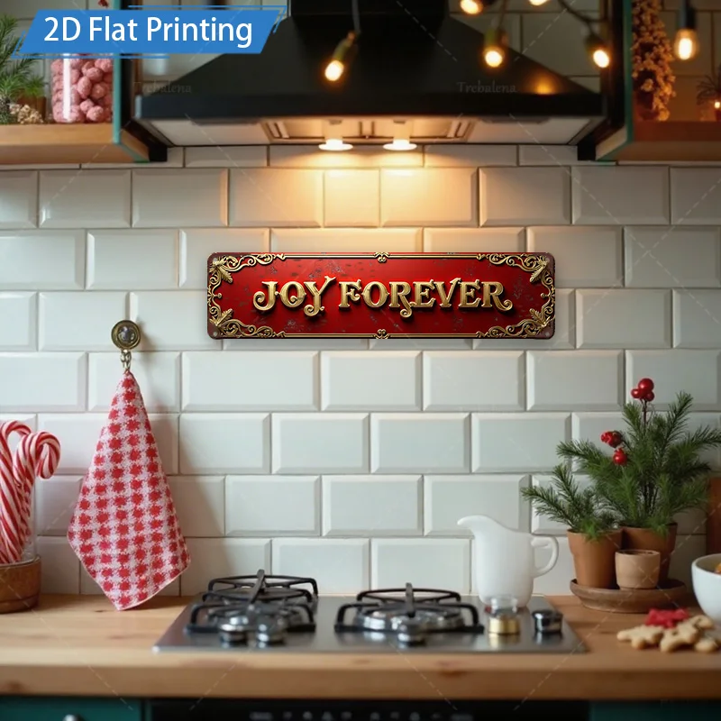 [2D FLAT] علامة معدنية مكونة من قطعة واحدة، علامة معدنية عتيقة مقاس 4 × 16 بوصة لديكور عيد الميلاد