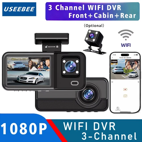 Cámara WIFI 3 cámara de salpicadero cabina coche Dvr 1080P Interior vehículo tres canales Dvrs grabadora grabadora de vídeo Dashcam videocámara