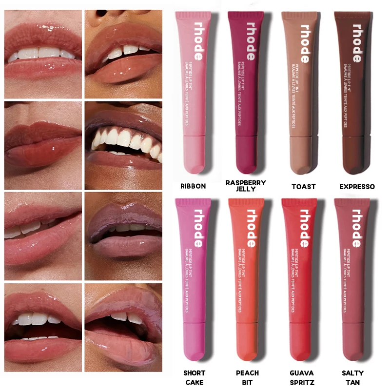 10ml 4colors Make Up Lip Gloss Rhode  Balm Long Lasting Hydrating Silky Jelly Transparent Easy To Color Hot Lip Balm for Women