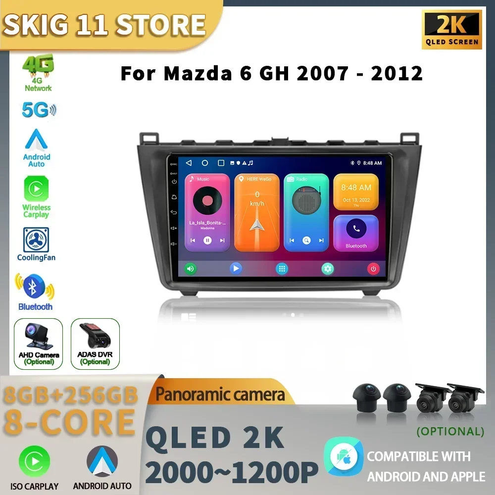 

Android 13 Wireless CarPlay Auto Car Radio For Mazda 6 GH 2007-2012 Multimedia 4G WIFI GPS Navigation Touch Screen Stereo