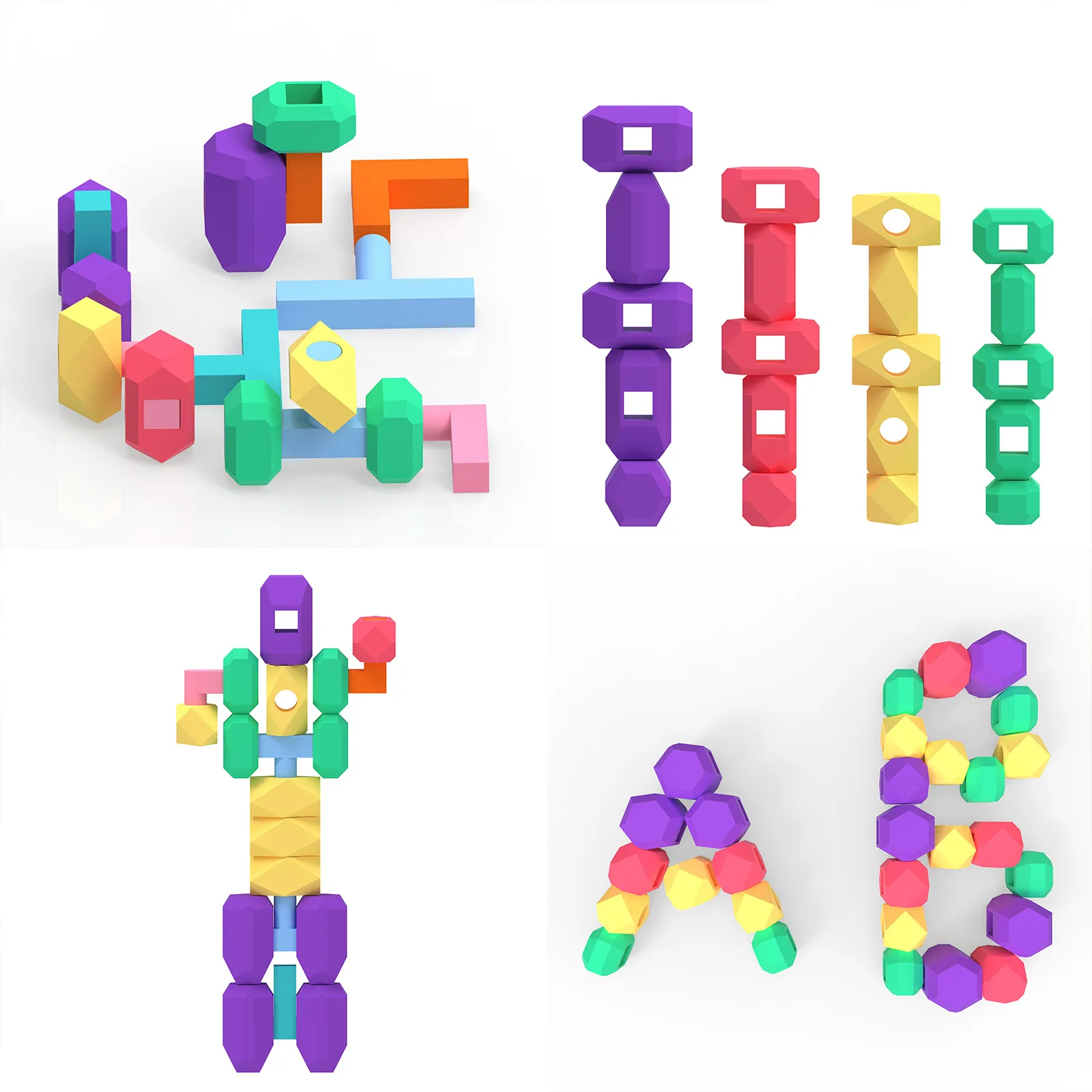 Conjunto de montagem de blocos de construção de silicone de qualidade alimentar, desenvolvimento de inteligência infantil e brinquedos educativos, brinquedos para meninas e meninos