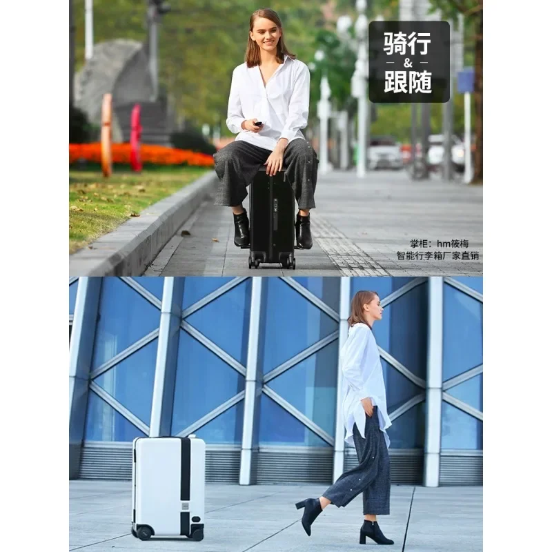 Intelligent automatic follow electric suitcase boarding rod scooter can ride suitcase