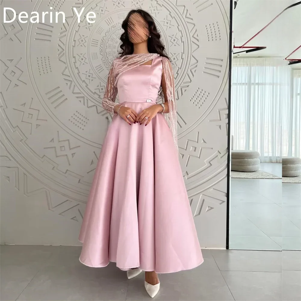 Customized Prom Gown Dearin Scoop Neckline A-line Ankle Length Skirts Draped Bespoke Occasion Dresses Evening Saudi Arabia Forma