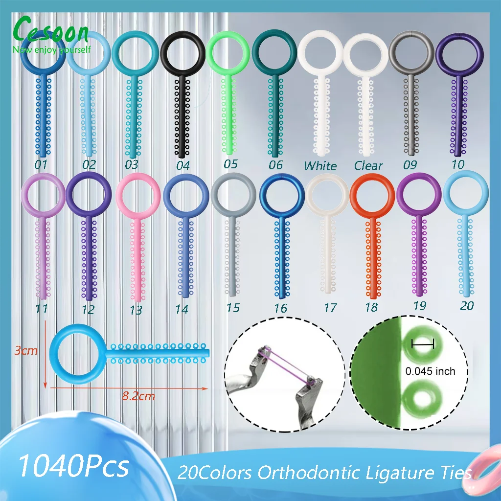 

1040Pcs/40Sticks Dental Orthodontic Elastic Ligature Ties Colorful Rubber Bands for Brackets Braces Dentistry Treatment Material