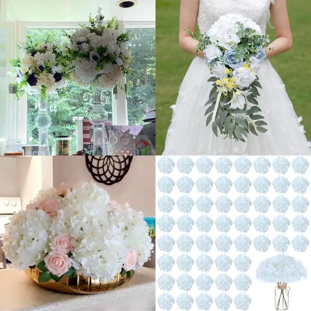 

Шелковые стебли гортензий для декора свадеб, дома, детских праздников - белые