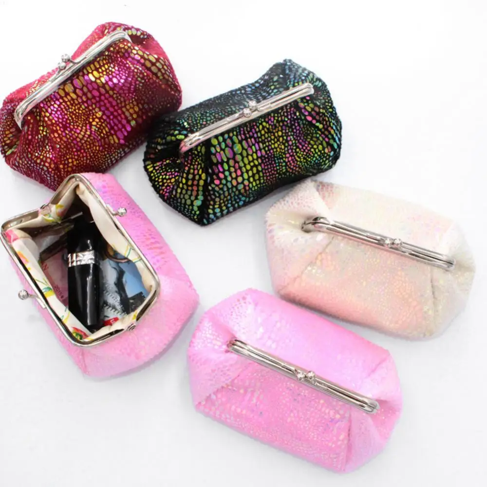 Women Laser Kiss Lock Round Wallet Clutch Pouch Coin Cash Card Holder Purse carteras para mujeres