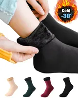 Female Winter Fleece Thick Warm Socks Soft Comfortable Solid Color Home Floor Thick Stocking Soft Boots Sleeping Socks