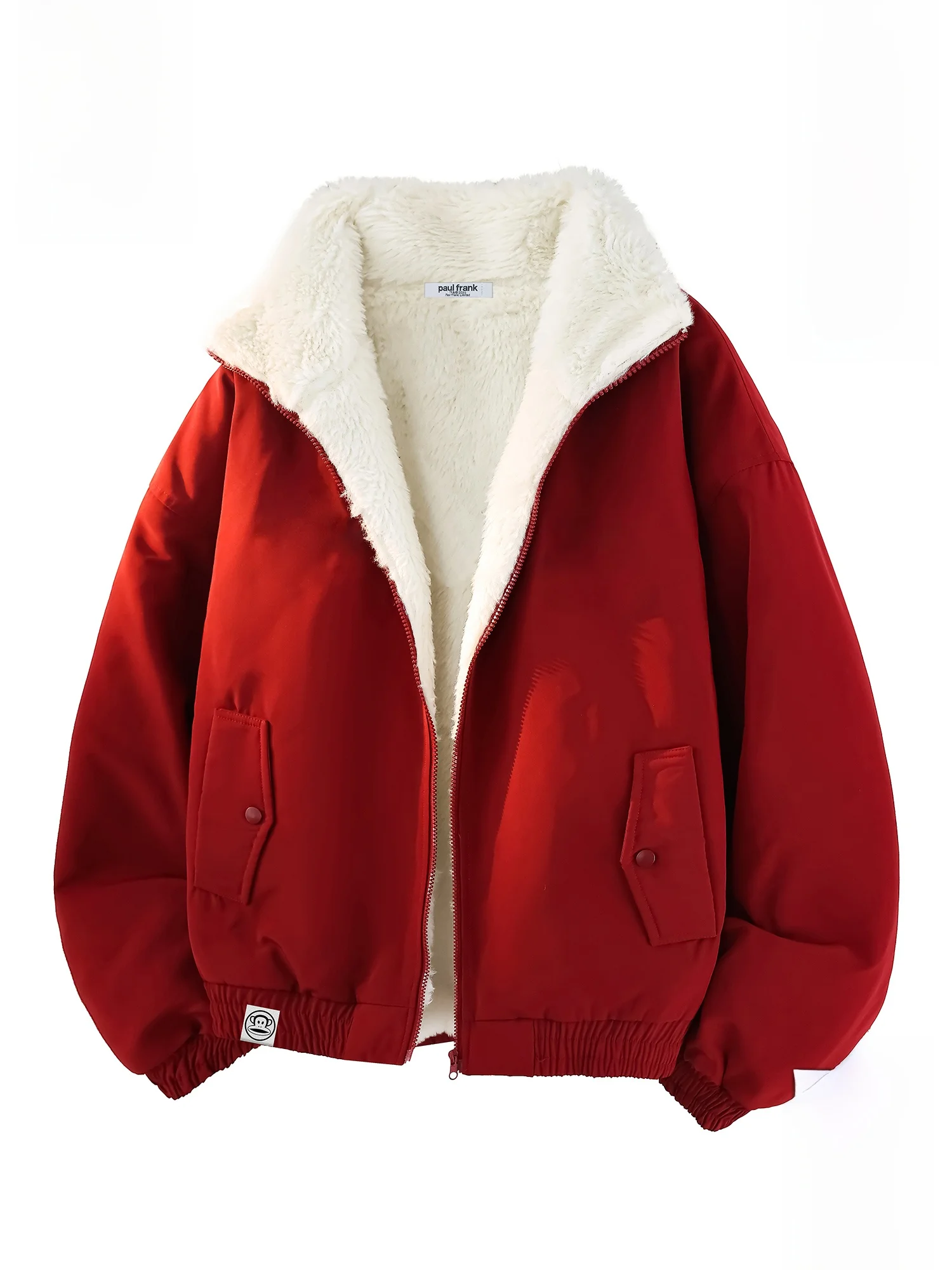 

PaulFrank Monkey Head Men's Cotton Jaet with Fce And Collar Warm Winter Workwear Red Color for Chinese Zodiac Year