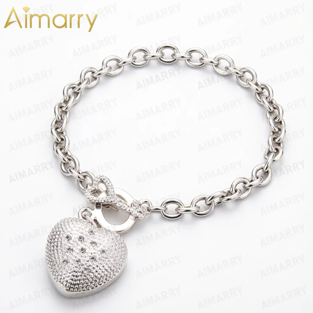 925 Sterling Silver Set with AAA Zircon Heart Lock Bracelet Women's Party Wedding High-quality Gift Fashionable Jewelry