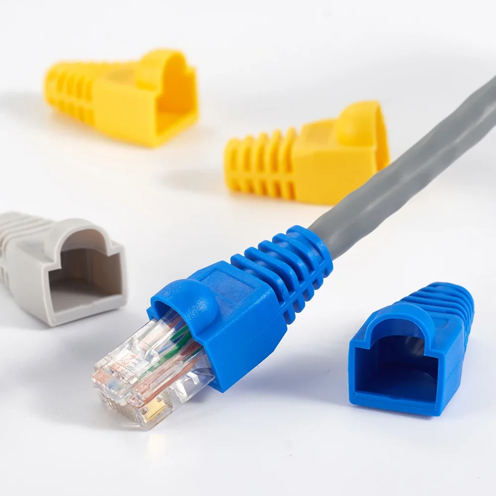 

10 шт., разноцветные сетевые кабели Ethernet CAT5E CAT6 RJ45, ботинки для снятия натяжения кабеля, крышка разъема кабеля