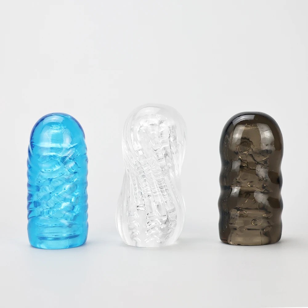 Transparent TPE Aircraft Cup Simulated Pussy Vagina Penile Endurance Trainer Glans Massager Male Masturbator Adult Sex Toys
