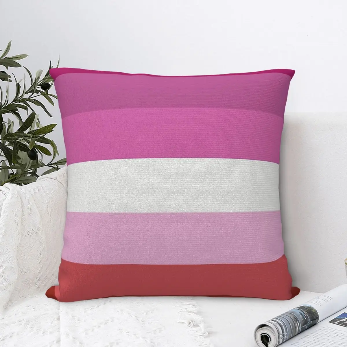 Lesbian Flag Square Pillowcase Polyester Pillow Cover Velvet Cushion Decor Comfort Throw Pillow For Home Living Room